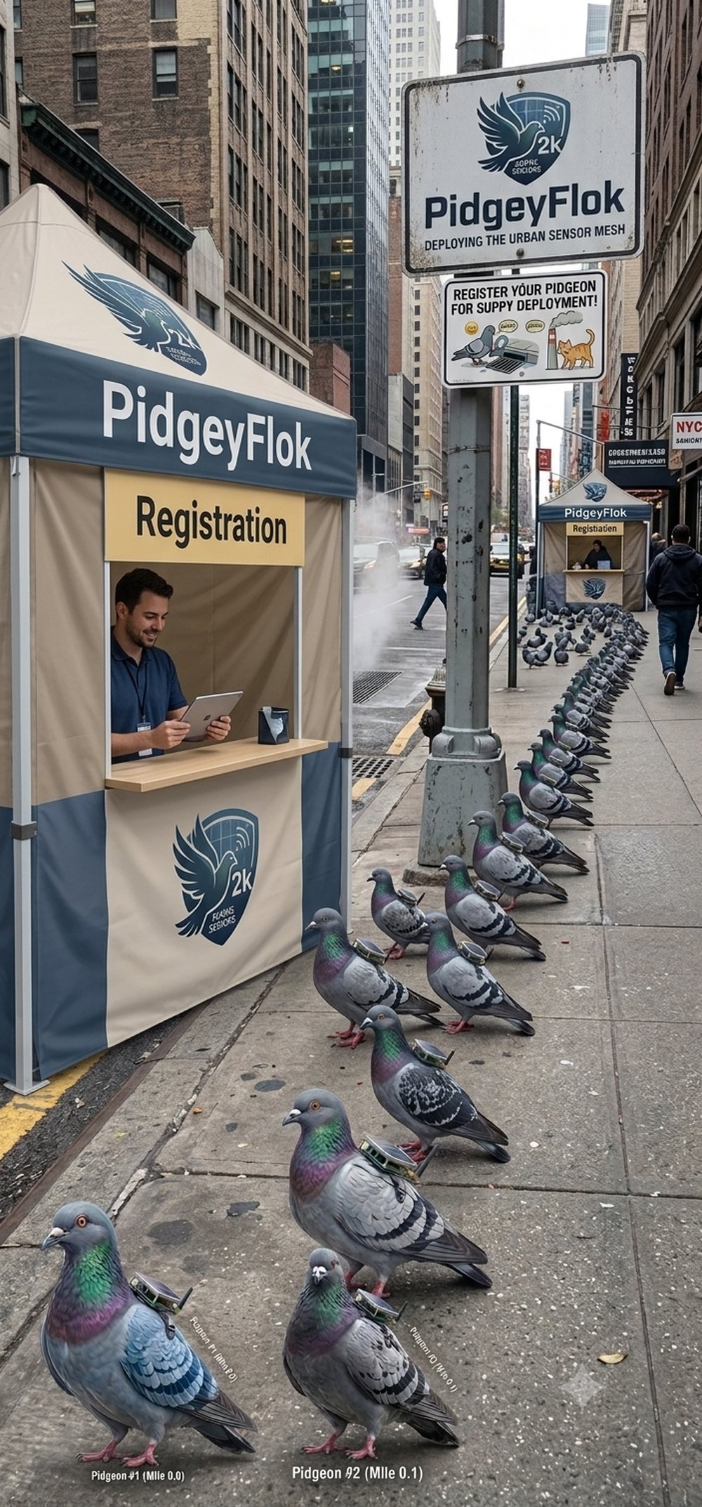 Concept art of a PidgeyFlok registration line